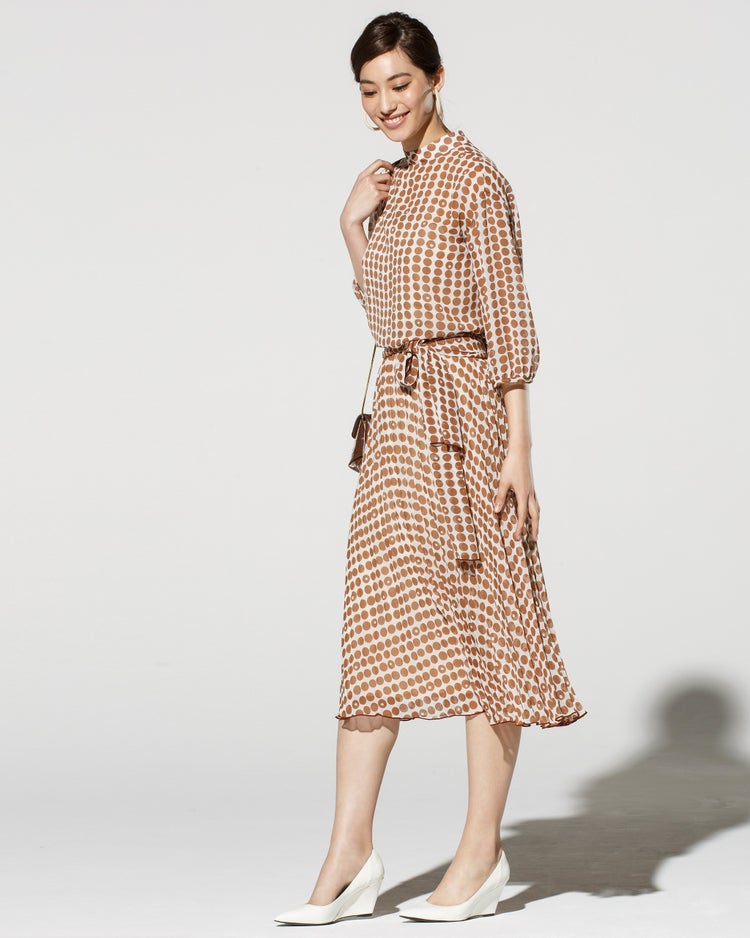 シフォンプリント・スタンドブラウス 詳細画像 ブラウン 2