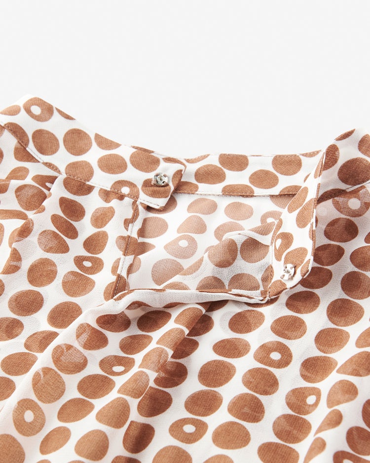 シフォンプリント・スタンドブラウス 詳細画像 ブラウン 4