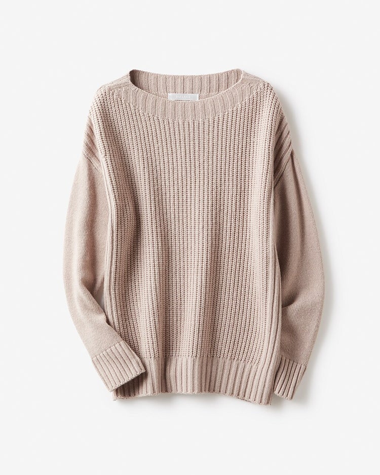 イタリア糸・カシミヤ混畦編みニット 詳細画像 グレーベージュ 4