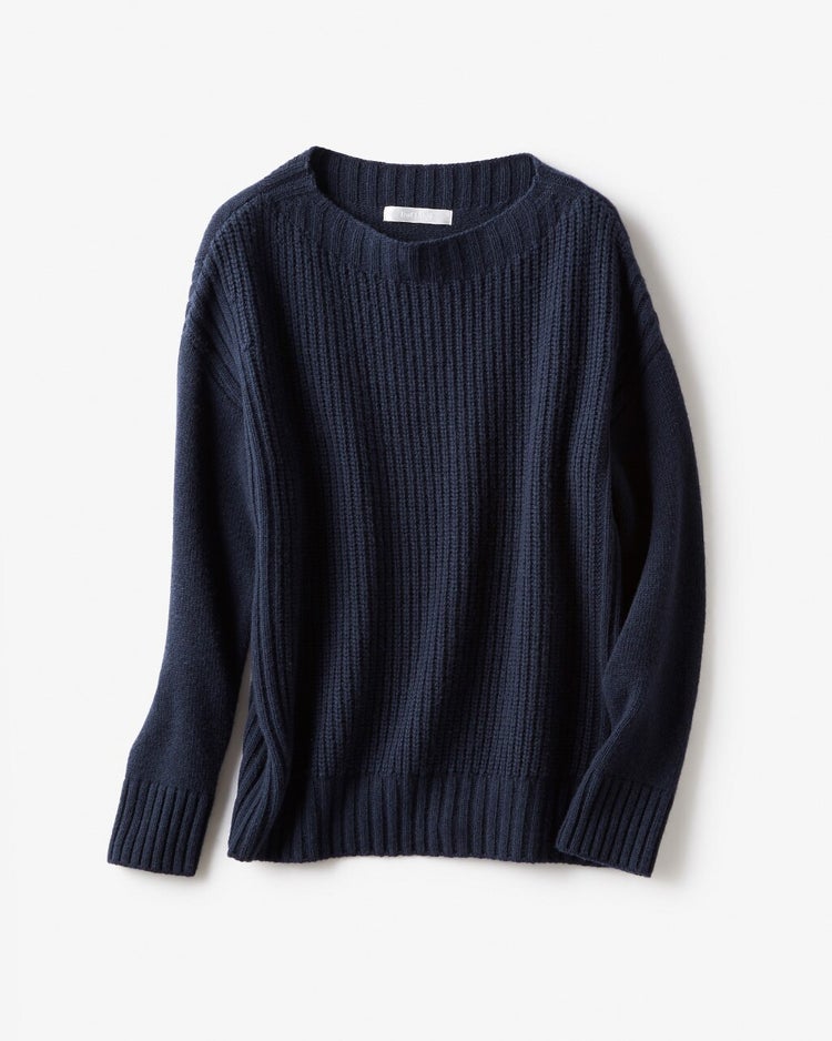 イタリア糸・カシミヤ混畦編みニット 詳細画像 ミッドナイトブルー 3