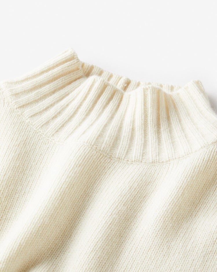 イタリア糸・カシミヤ混バルキーハイネック 詳細画像 オフ&times;ネイビー 3