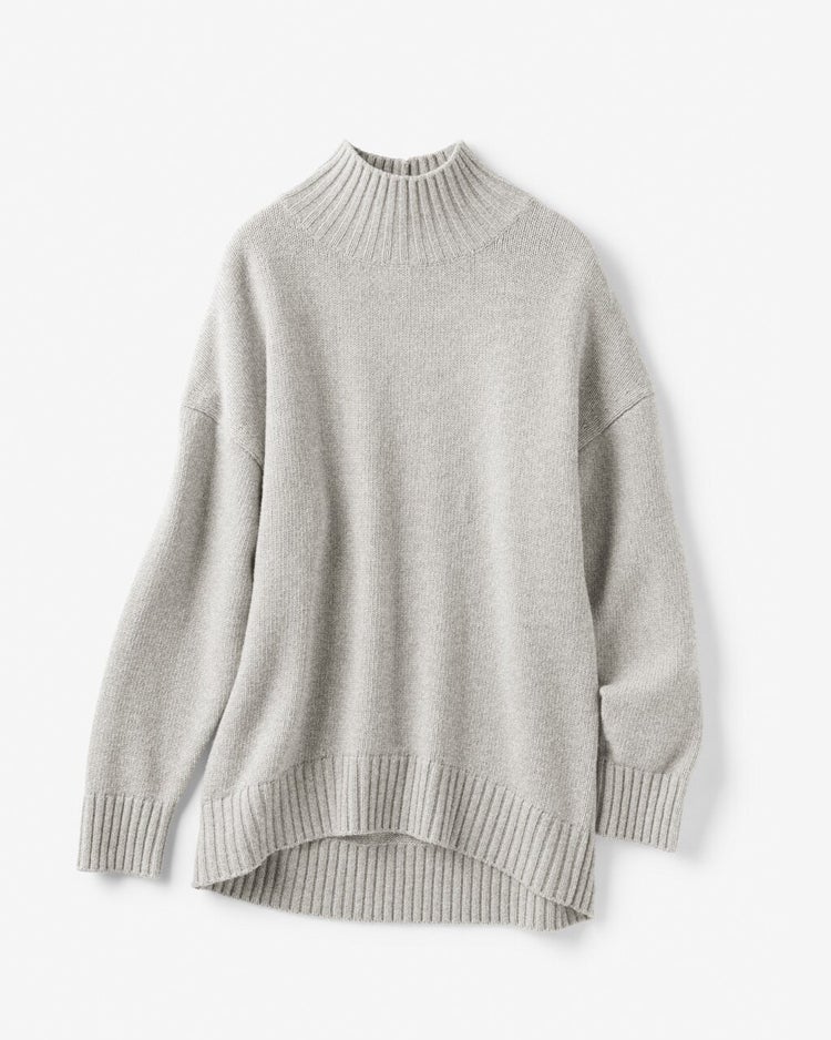 イタリア糸・カシミヤ混バルキーハイネック 詳細画像 ライトグレー 1