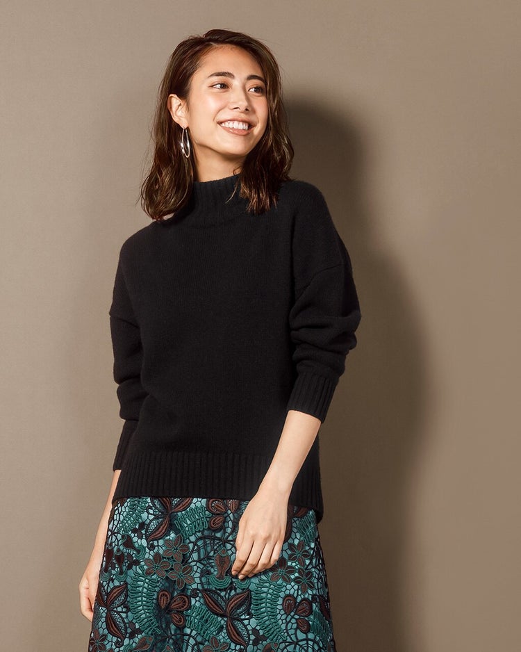 イタリア糸・カシミヤ混バルキーハイネック 詳細画像 ブラック 1