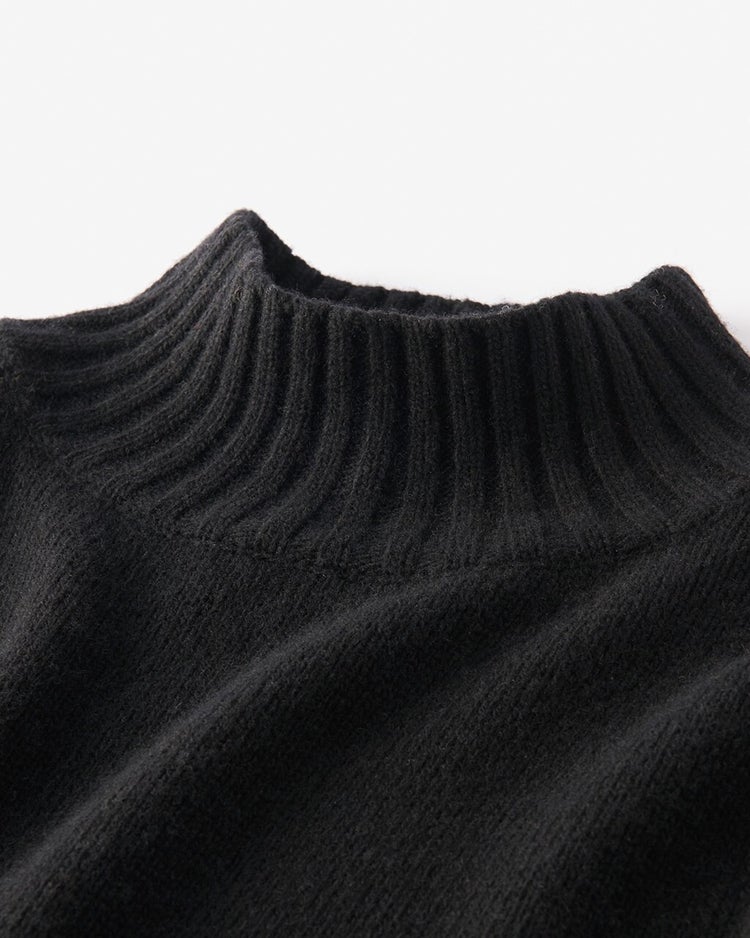 イタリア糸・カシミヤ混バルキーハイネック 詳細画像 ブラック 2