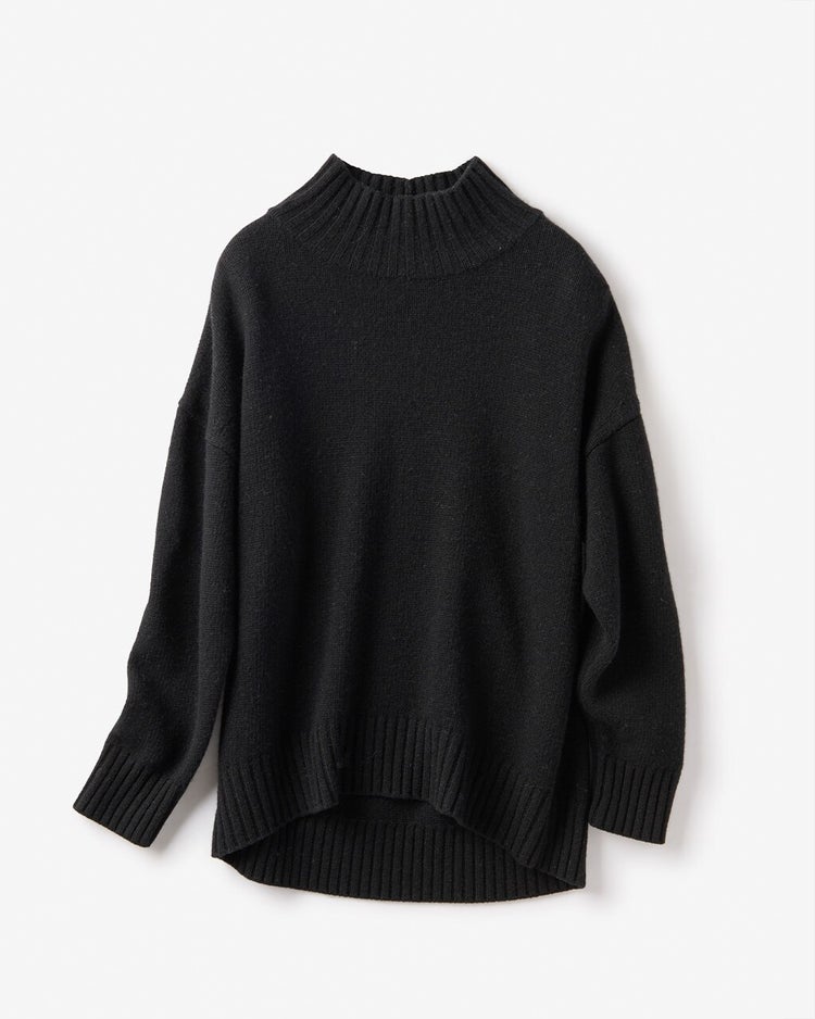 イタリア糸・カシミヤ混バルキーハイネック 詳細画像 ブラック 4
