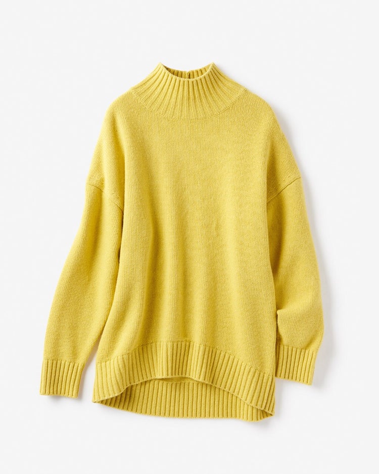イタリア糸・カシミヤ混バルキーハイネック 詳細画像 イエロー 1