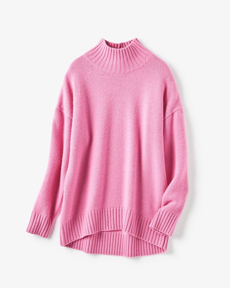 イタリア糸・カシミヤ混バルキーハイネック 詳細画像 ピンク 1