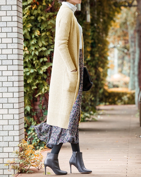 イタリア糸・カシミヤ混畦カーディガン