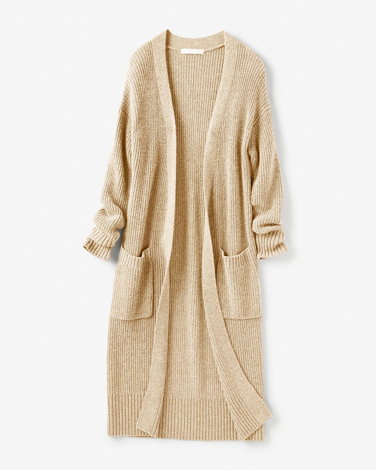 イタリア糸・カシミヤ混畦カーディガン 詳細画像 ベージュ 3