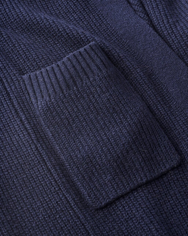イタリア糸・カシミヤ混畦カーディガン 詳細画像 ミッドナイトブルー 2
