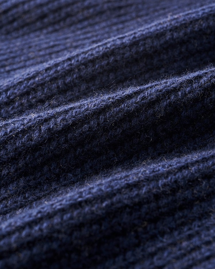 イタリア糸・カシミヤ混畦カーディガン 詳細画像 ミッドナイトブルー 3