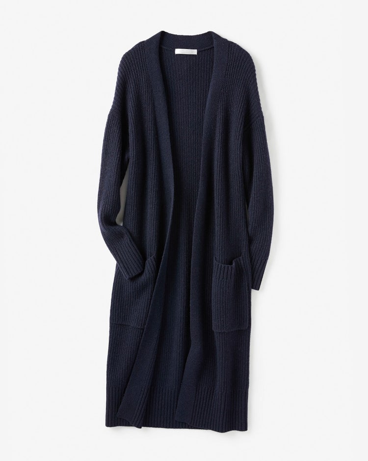 イタリア糸・カシミヤ混畦カーディガン 詳細画像 ミッドナイトブルー 4