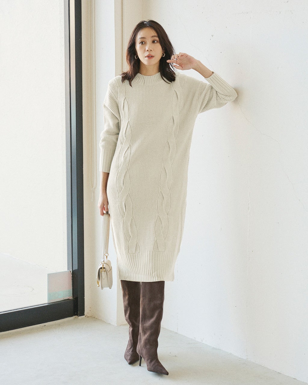 イタリア糸・カシミヤ混ケーブルワンピ/DoCLASSE