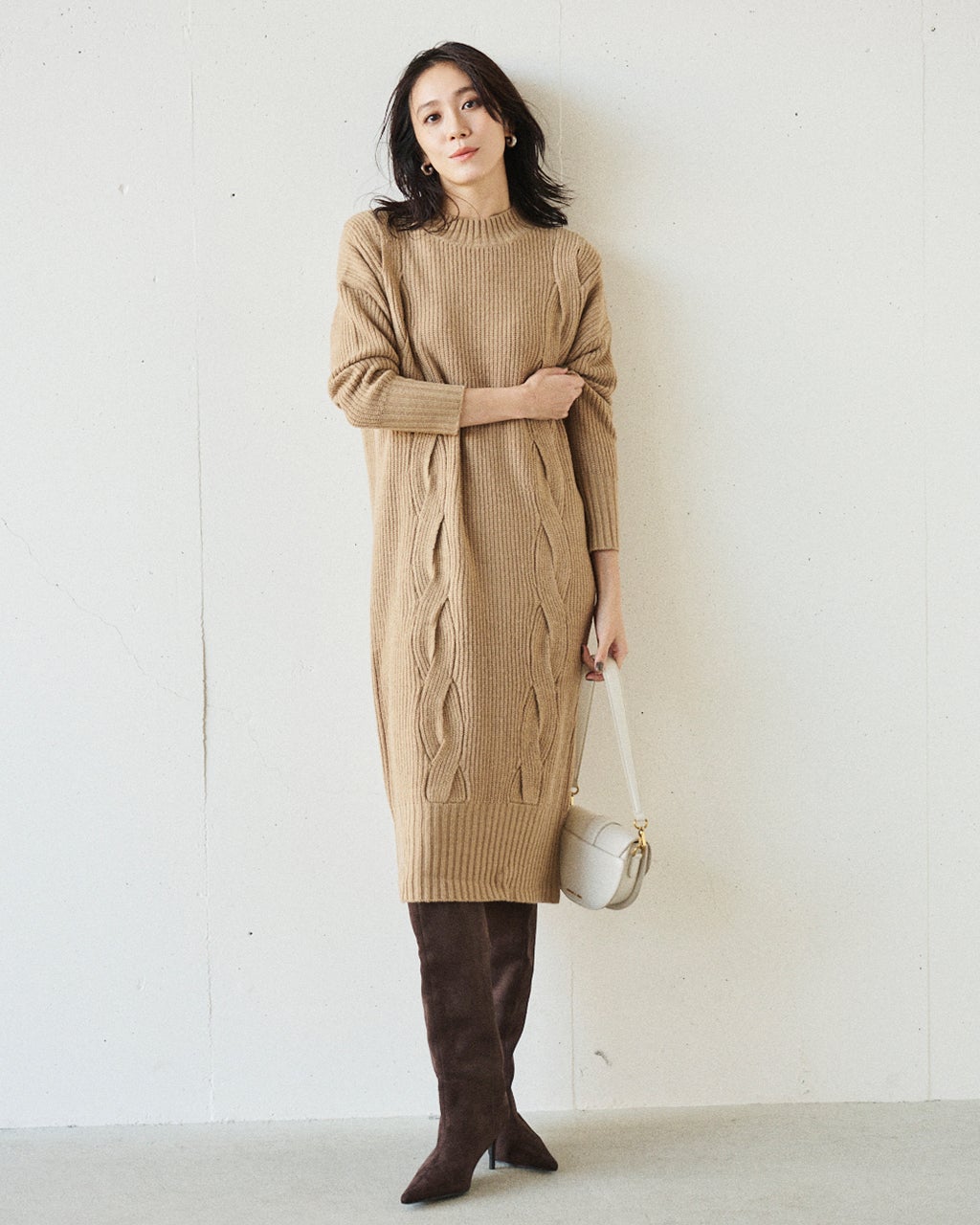 イタリア糸・カシミヤ混ケーブルワンピ/DoCLASSE