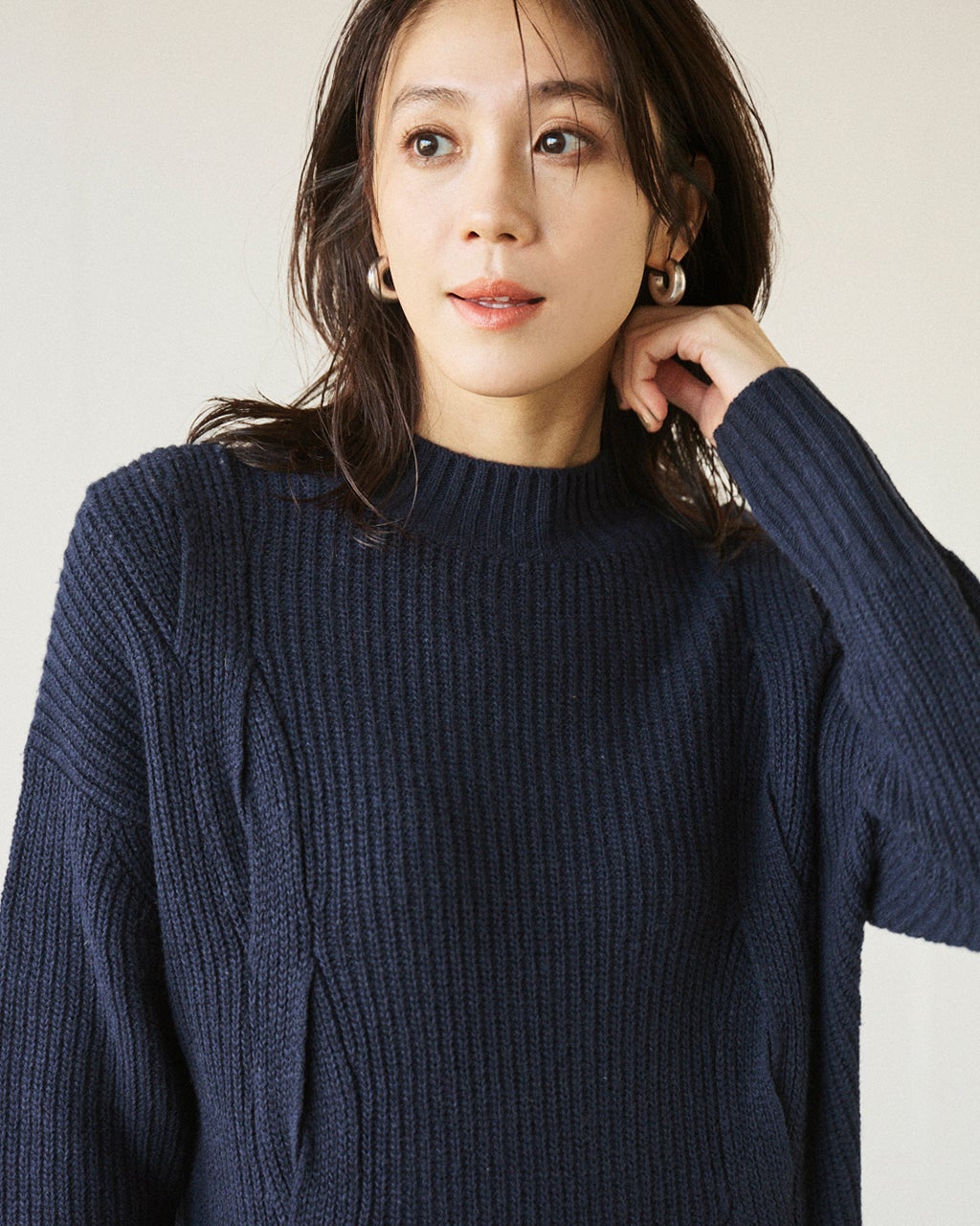 イタリア糸・カシミヤ混ケーブルワンピ/40代50代からのレディース