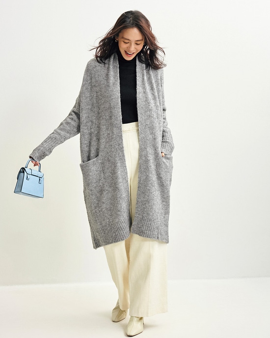 イタリア糸・アルパカ混ロングカーディガン