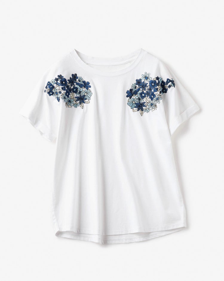 コットンTシャツ・ポイント刺しゅう 詳細画像 ネイビーパターン 1