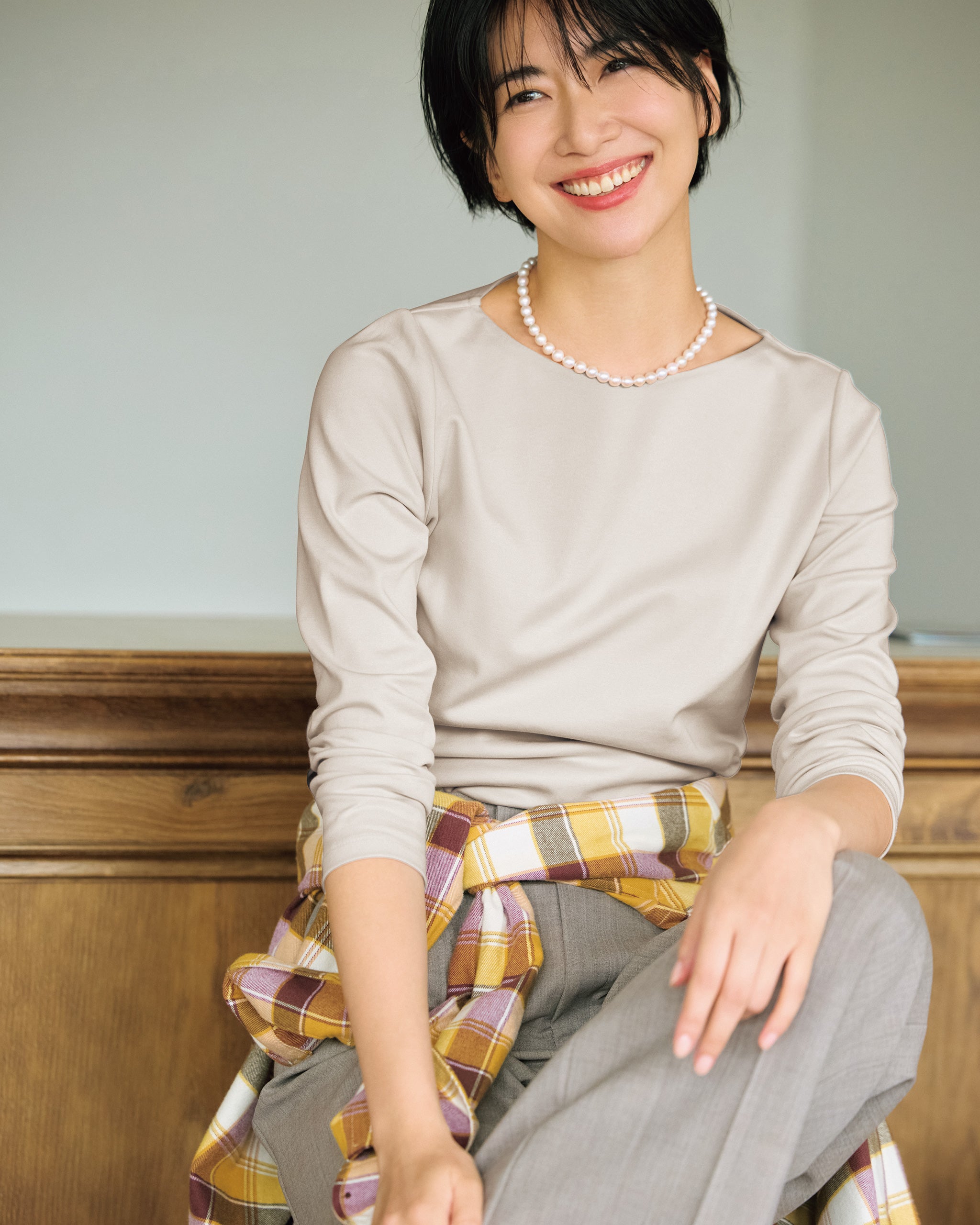 現行　OUTIL ボートネック　ベージュ　長袖tシャツ　ロンt リネン　2 古着 現行 OUTIL ボートネック ベージュ 長袖tシャツ ロンt リネン 2
