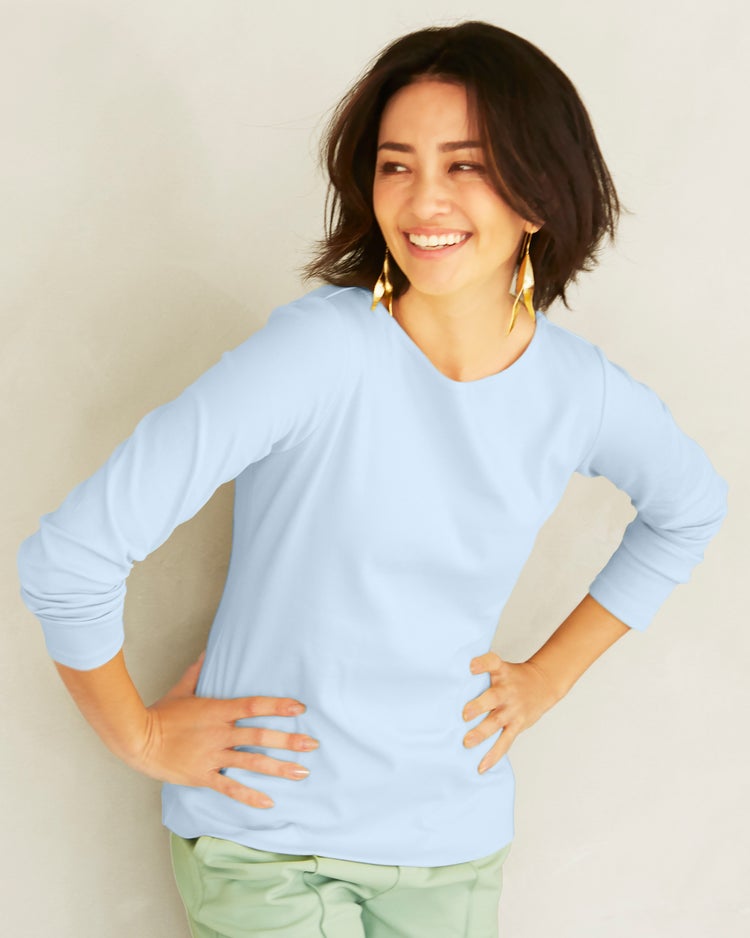 ボートネック／長袖・ドゥクラッセTシャツ（58cm丈) 詳細画像 ペールブルー 1