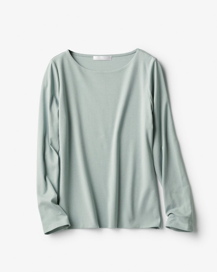 ボートネック／長袖・ドゥクラッセTシャツ（58cm丈) 詳細画像 ダスティーブルー 1