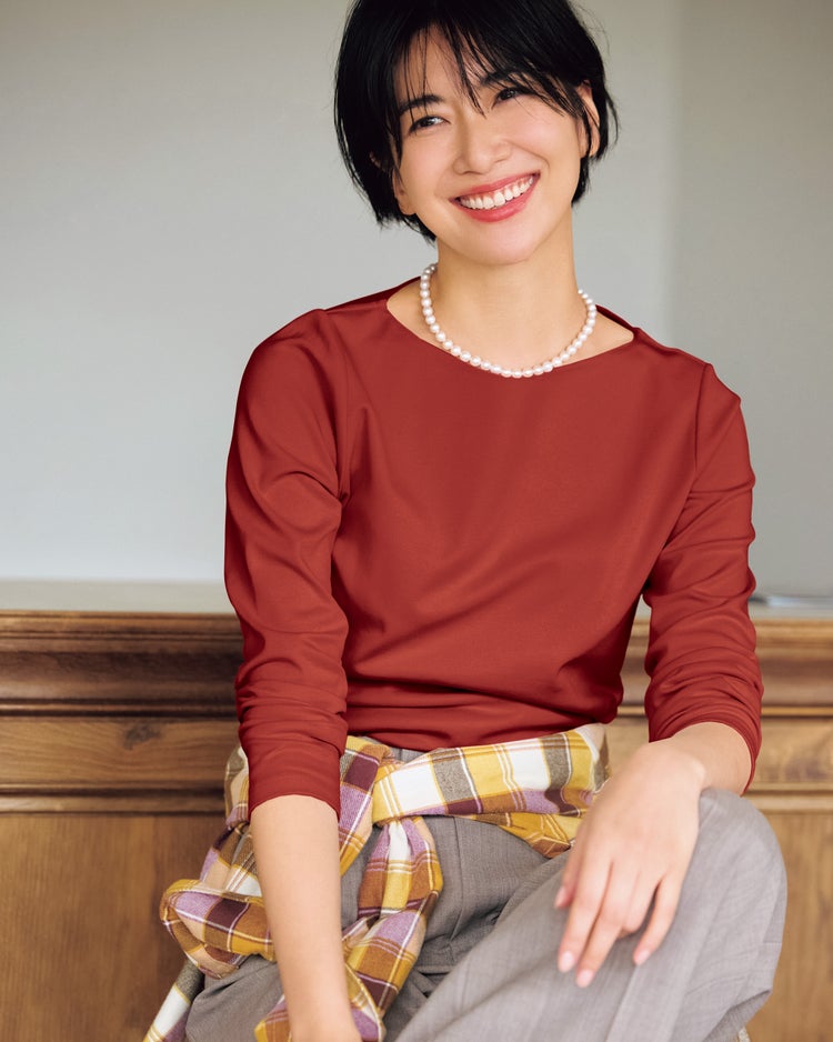ボートネック／長袖・ドゥクラッセTシャツ（58cm丈) 詳細画像 ダークオレンジ 1