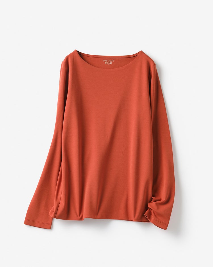 ボートネック／長袖・ドゥクラッセTシャツ（58cm丈) 詳細画像 コニャック 3