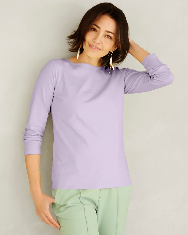 ボートネック／長袖・ドゥクラッセTシャツ（58cm丈) 詳細画像 ラベンダー 1