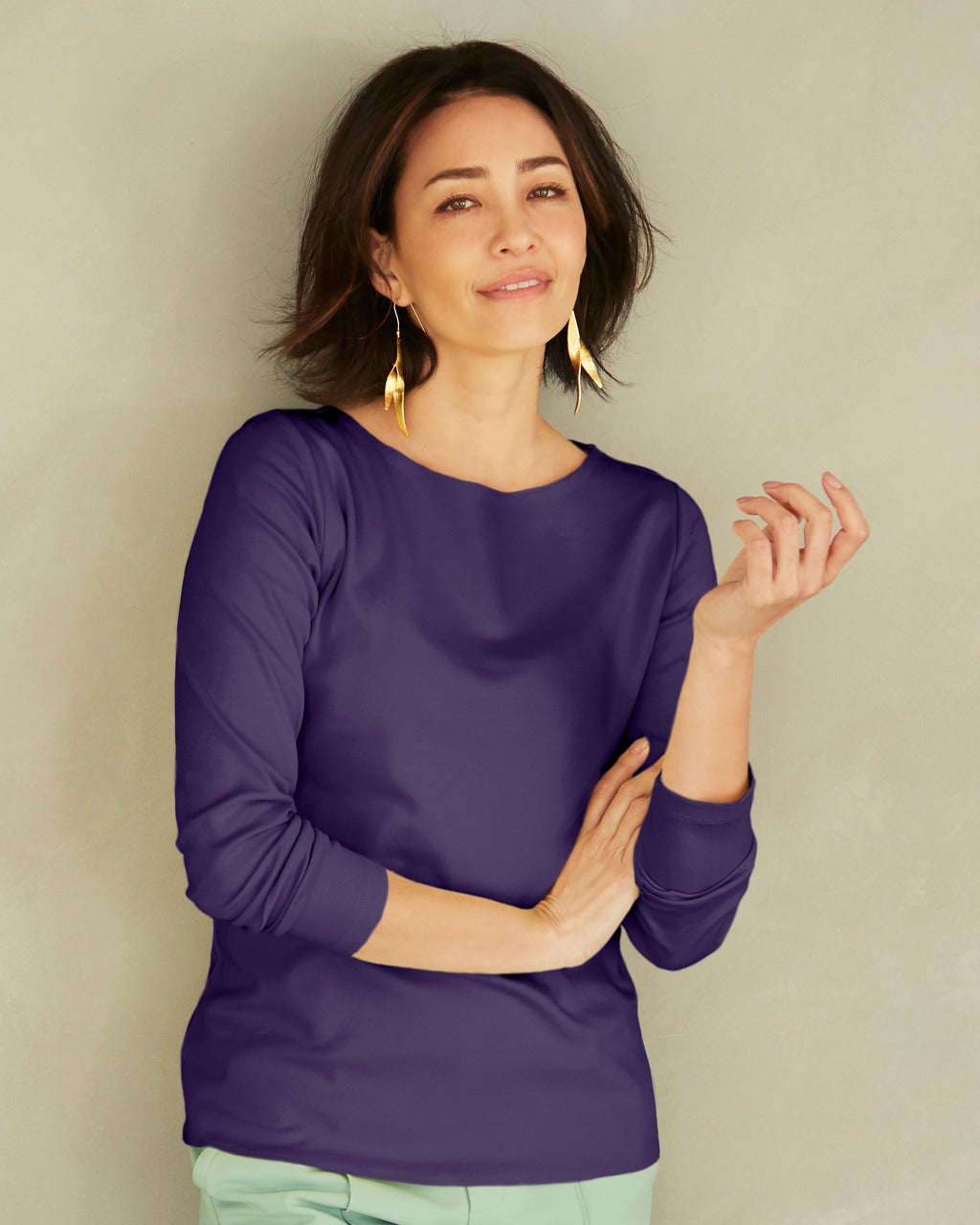レディース Tシャツ・カットソー（長袖）（パープル）一覧/40代50代