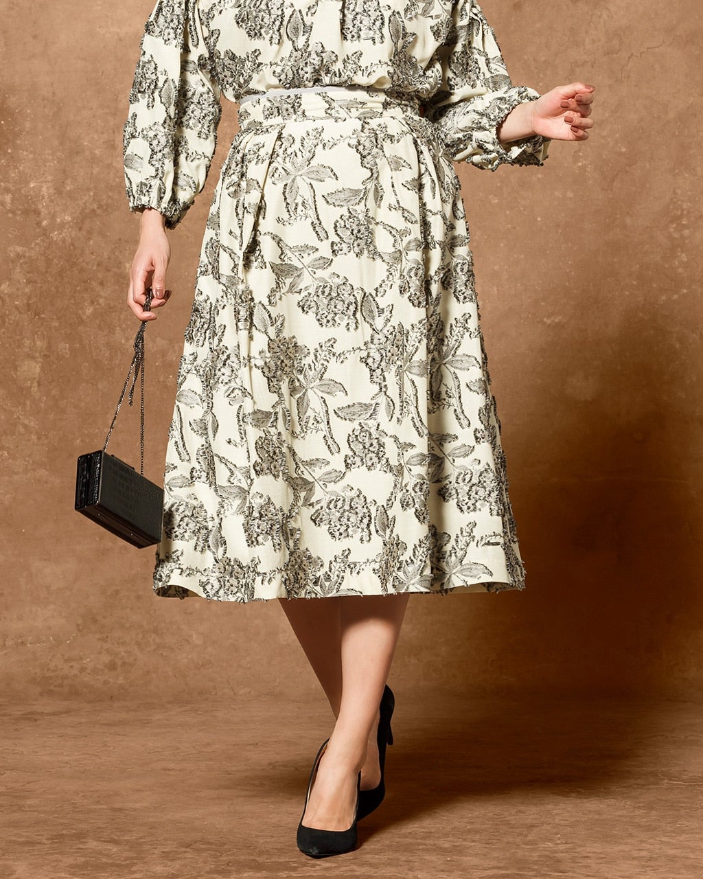 カットジャカード・フラワー柄スカート/40代50代からのレディース