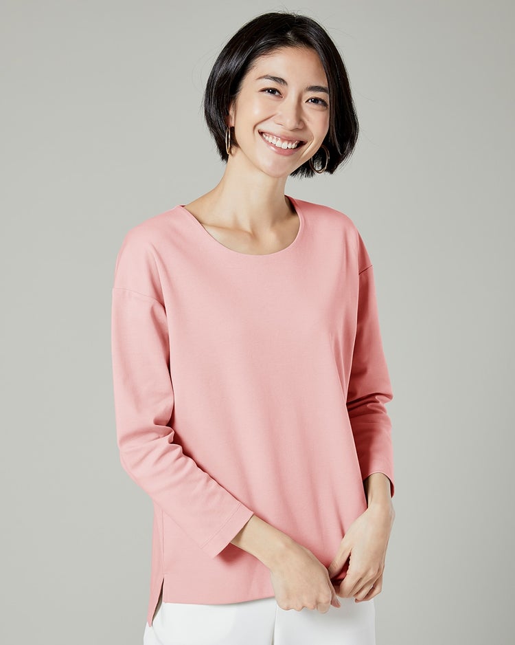 抜け感クルーネック／9分袖・ドゥクラッセTシャツ 詳細画像 ベイビーピンク 1