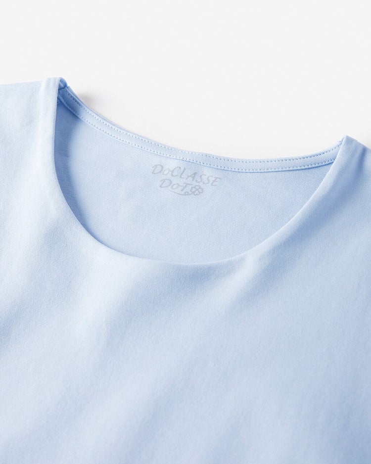 抜け感クルーネック／9分袖・ドゥクラッセTシャツ 詳細画像 ペールブルー 2