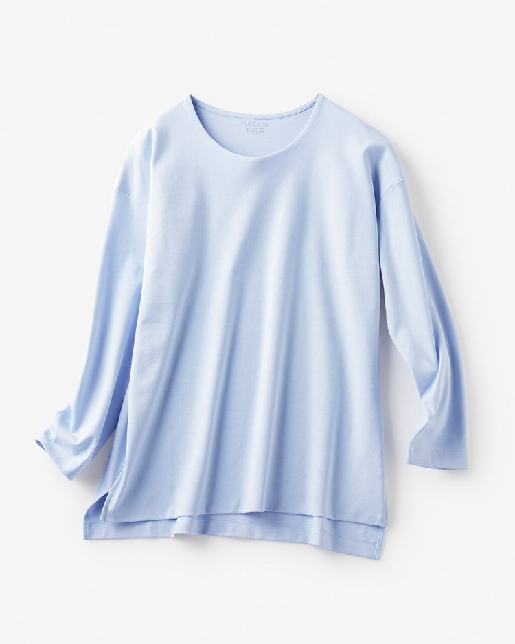 抜け感クルーネック／9分袖・ドゥクラッセTシャツ 詳細画像 ペールブルー 7