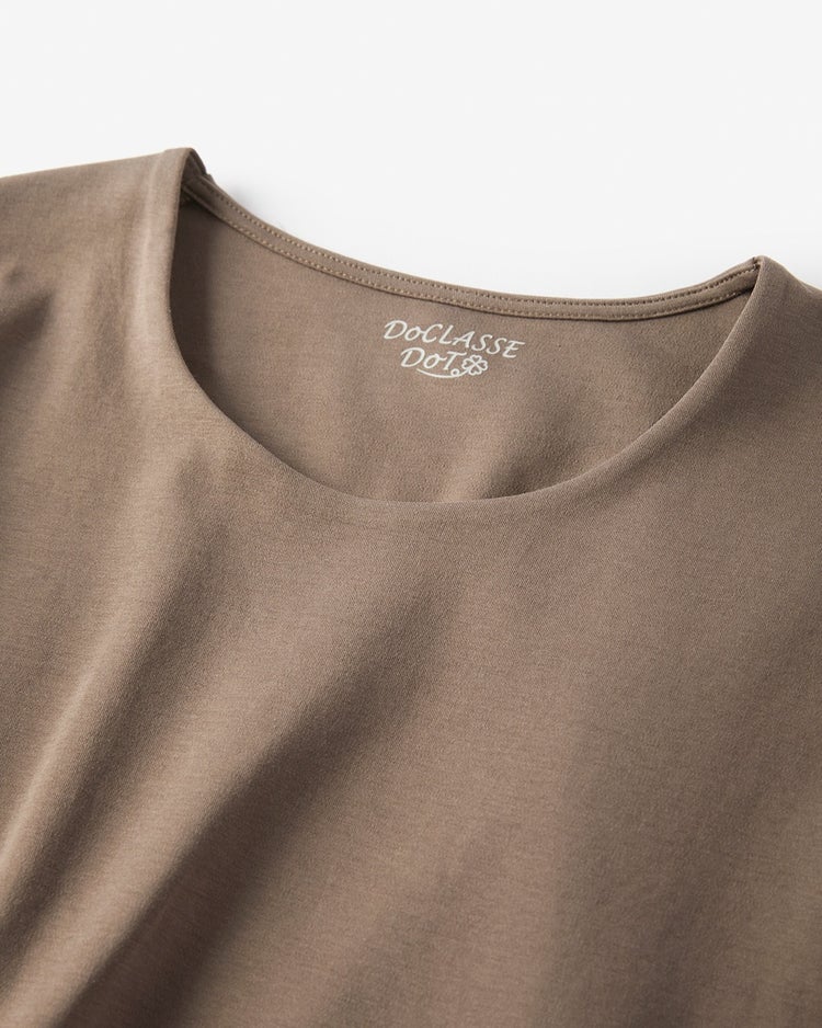 抜け感クルーネック／9分袖・ドゥクラッセTシャツ 詳細画像 ダークブラウン 2