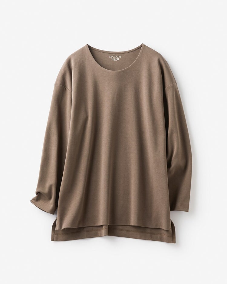 抜け感クルーネック／9分袖・ドゥクラッセTシャツ 詳細画像 ダークブラウン 7