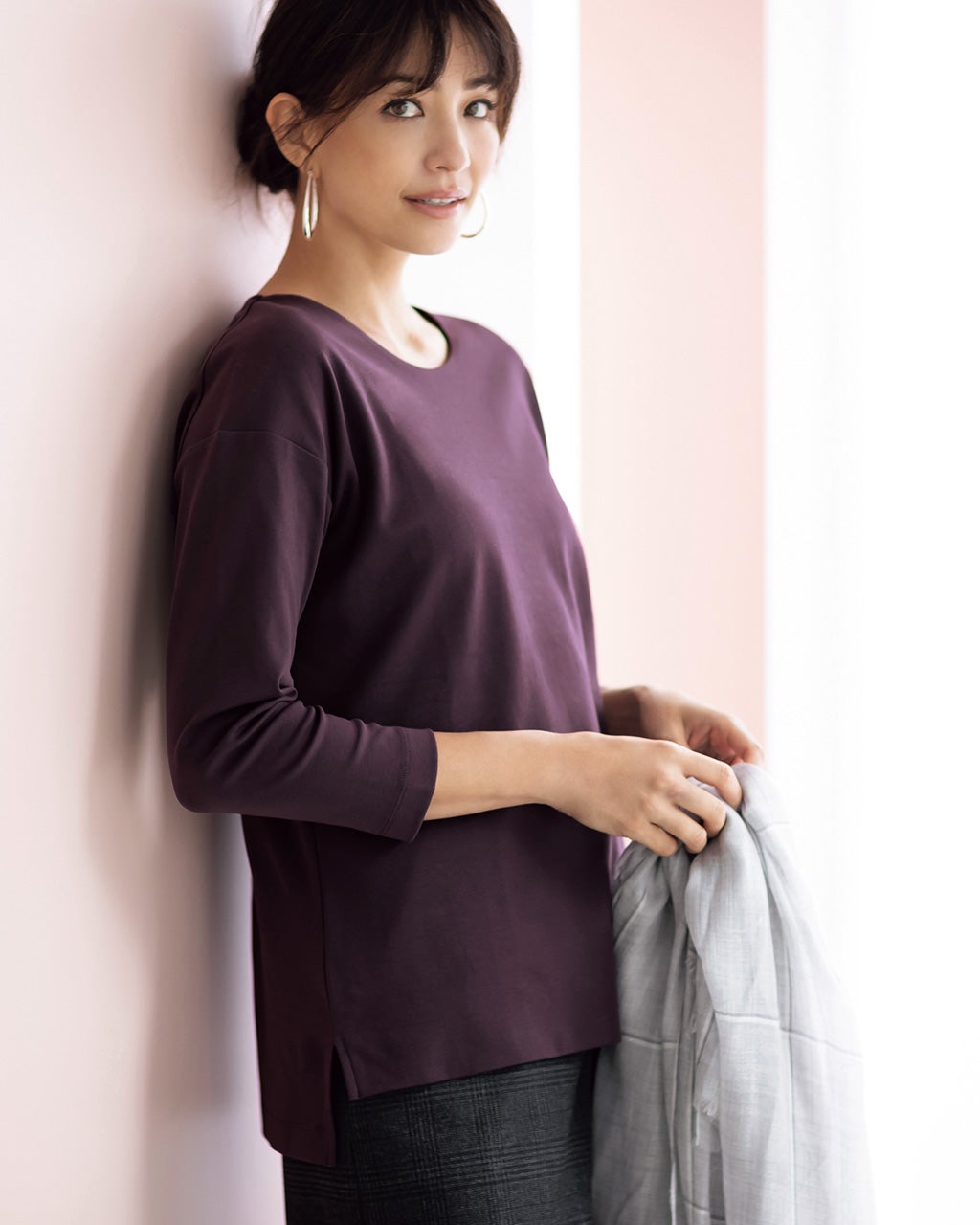 抜け感クルーネック／9分袖・ドゥクラッセTシャツ/40代50代から
