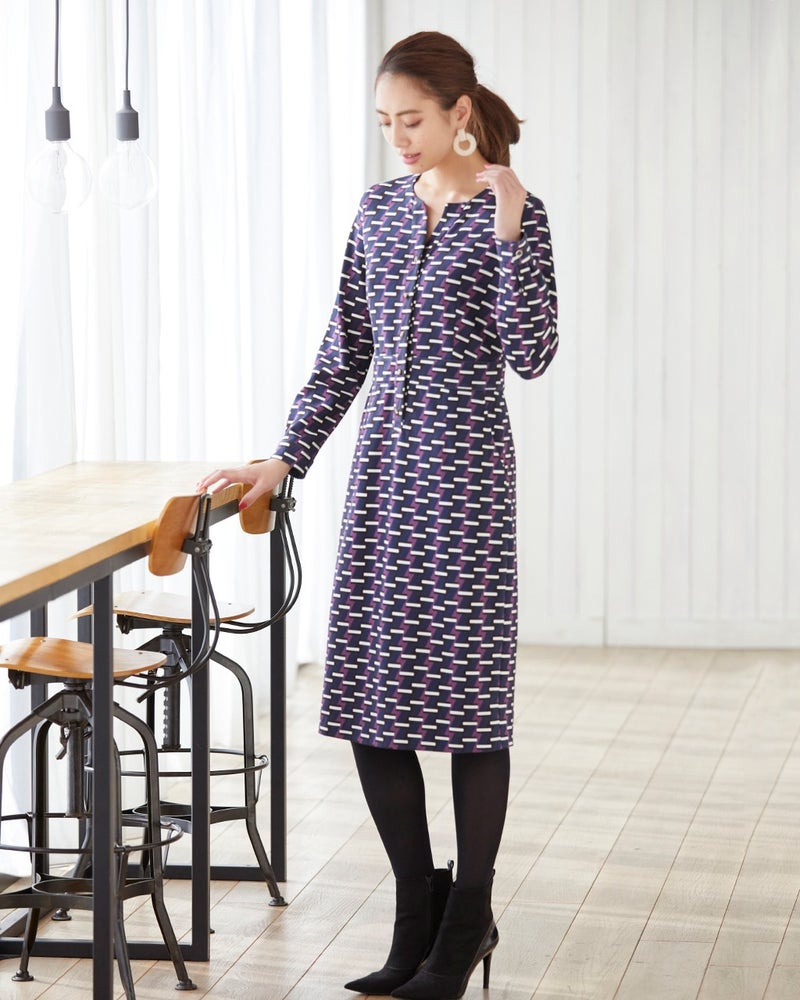 ストレッチポンチ プリントワンピース 40代50代からのレディース メンズファッション通販 Doclasse ドゥクラッセ