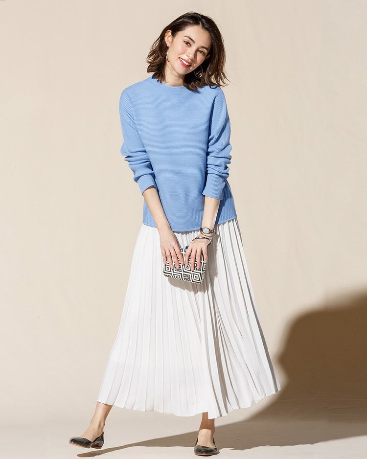 ウォッシャブルウール・ガーターセーター 詳細画像 ペールブルー 1