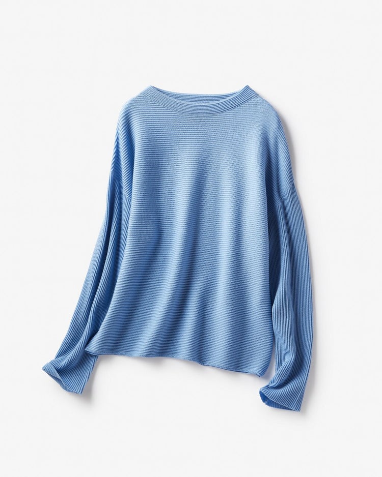 ウォッシャブルウール・ガーターセーター 詳細画像 ペールブルー 4