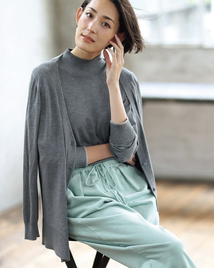 ハイネックアンサンブル・シルクフィール 詳細画像 グレー 2