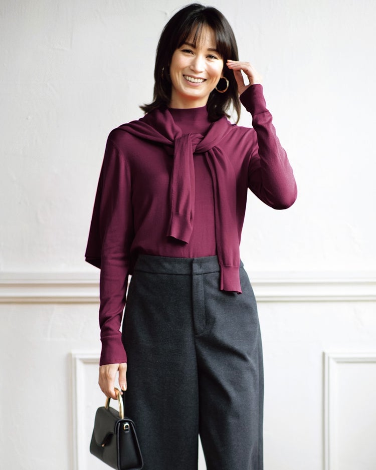 ハイネックアンサンブル・シルクフィール 詳細画像 パープル 1