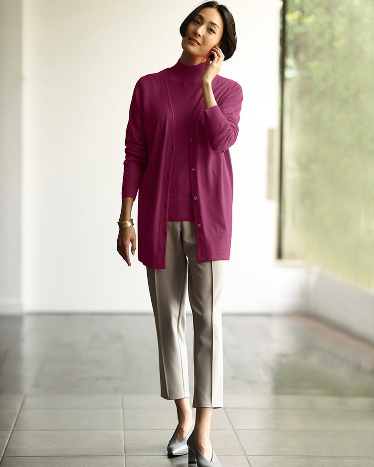 ハイネックアンサンブル・シルクフィール 詳細画像 パープル 2