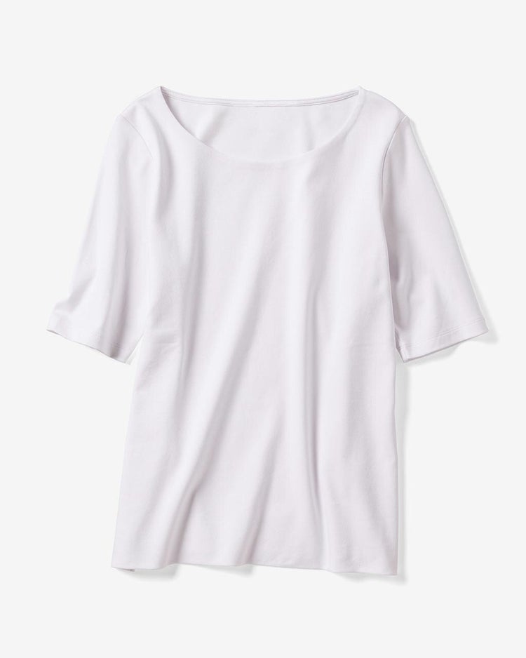 ラウンドネック／５分袖・ドゥクラッセTシャツ 詳細画像 ホワイト 5