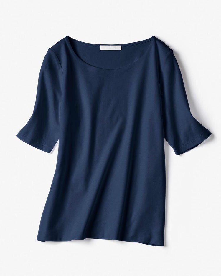 ラウンドネック／５分袖・ドゥクラッセTシャツ 詳細画像 ミッドナイトブルー 2