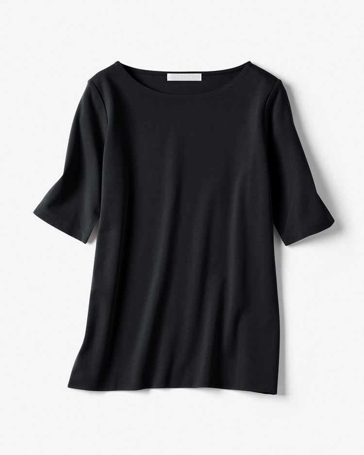 ボートネック／5分袖・ドゥクラッセＴシャツ(60cm丈) 詳細画像 ブラック 1