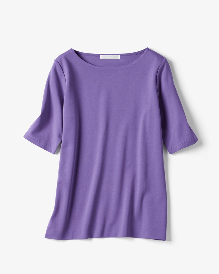 ボートネック／5分袖・ドゥクラッセＴシャツ(60cm丈) 詳細画像 パープル 1