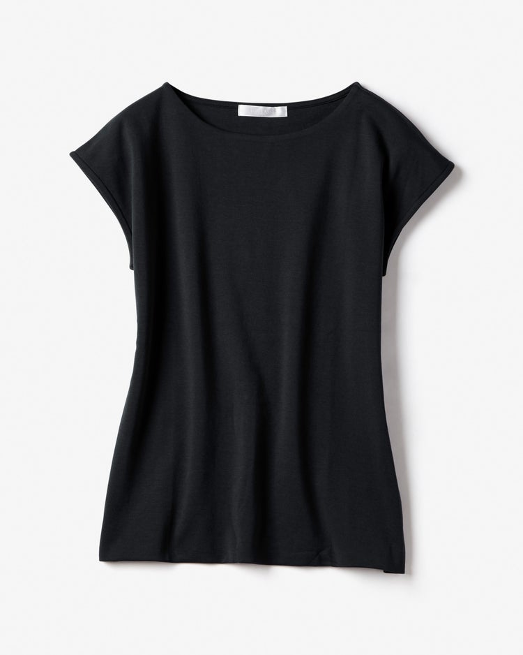 ボートネック／フレンチ袖・ドゥクラッセＴシャツ(60cm丈) 詳細画像 ブラック 1