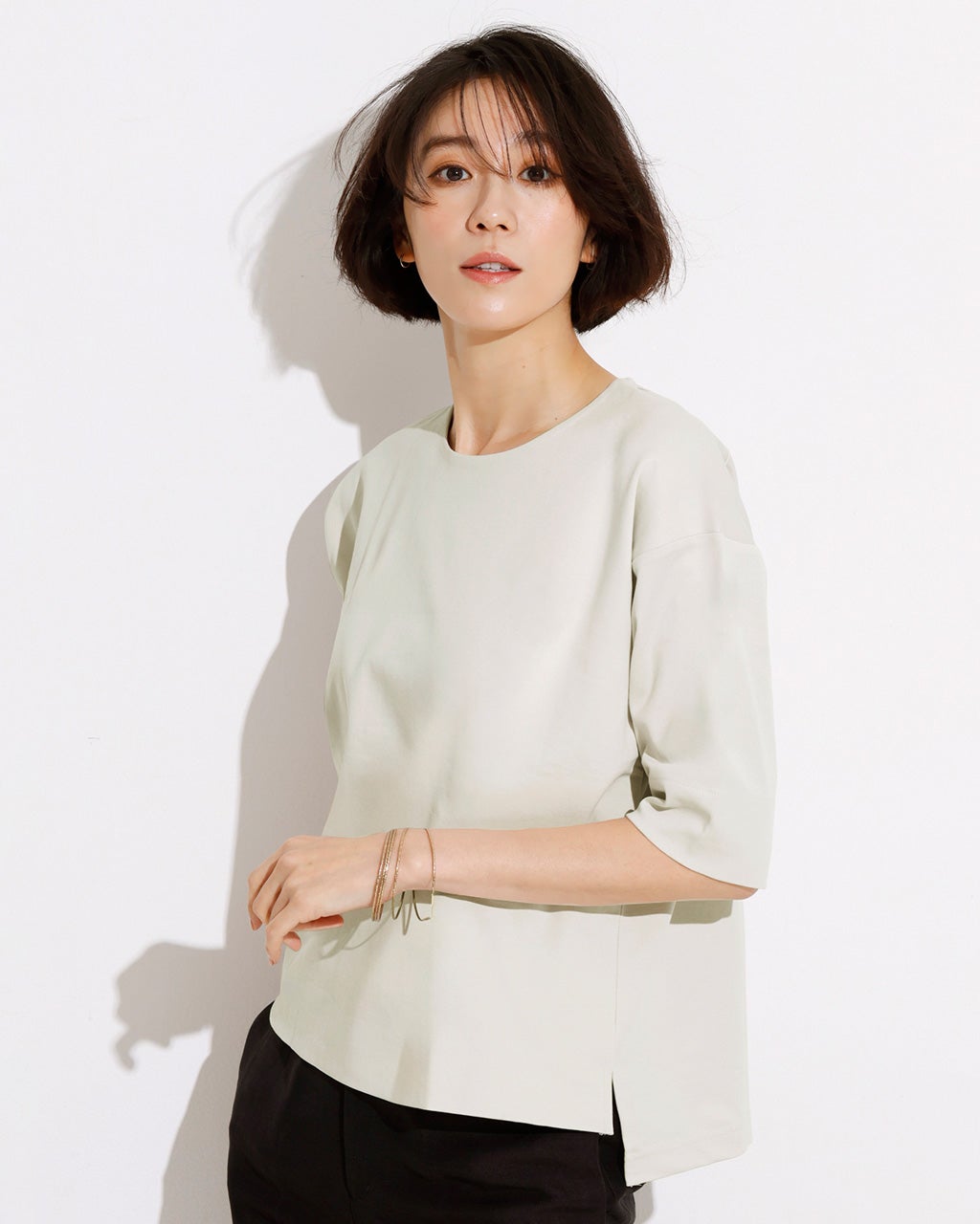 抜け感クルーネック／5分袖・ドゥクラッセTシャツ/40代50代から