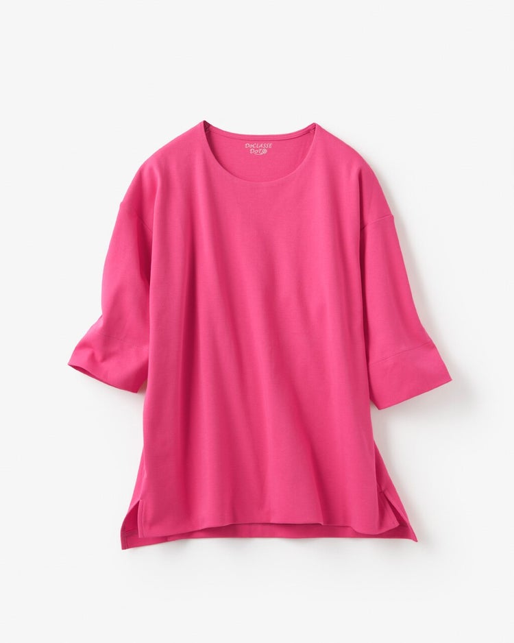 抜け感クルーネック／５分袖・ドゥクラッセTシャツ 詳細画像 フューシャピンク 3
