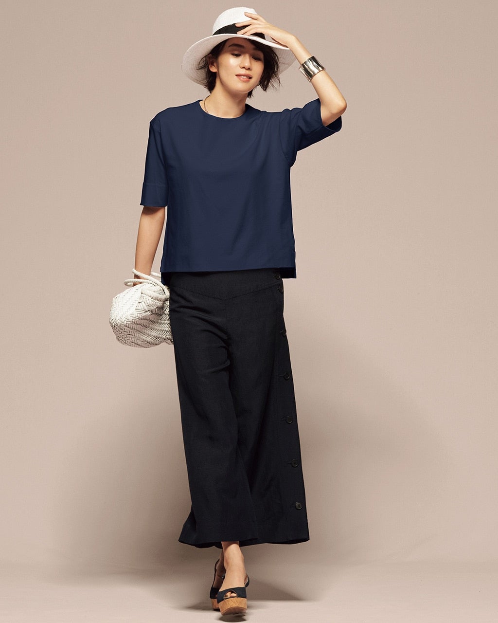 抜け感クルーネック／5分袖・ドゥクラッセTシャツ/40代50代から