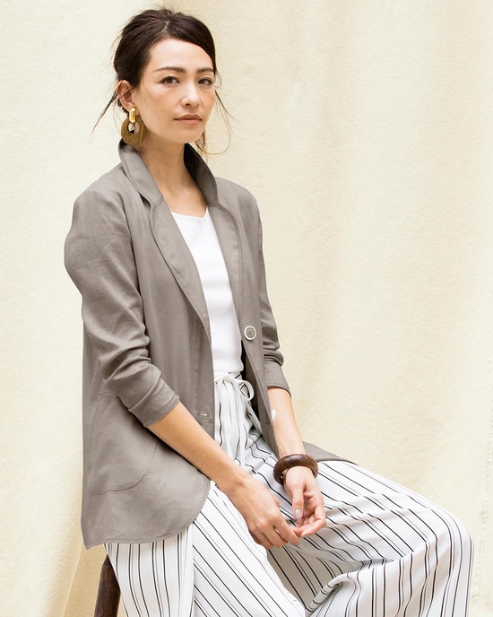 21番リネン・異素材切替ジャケット